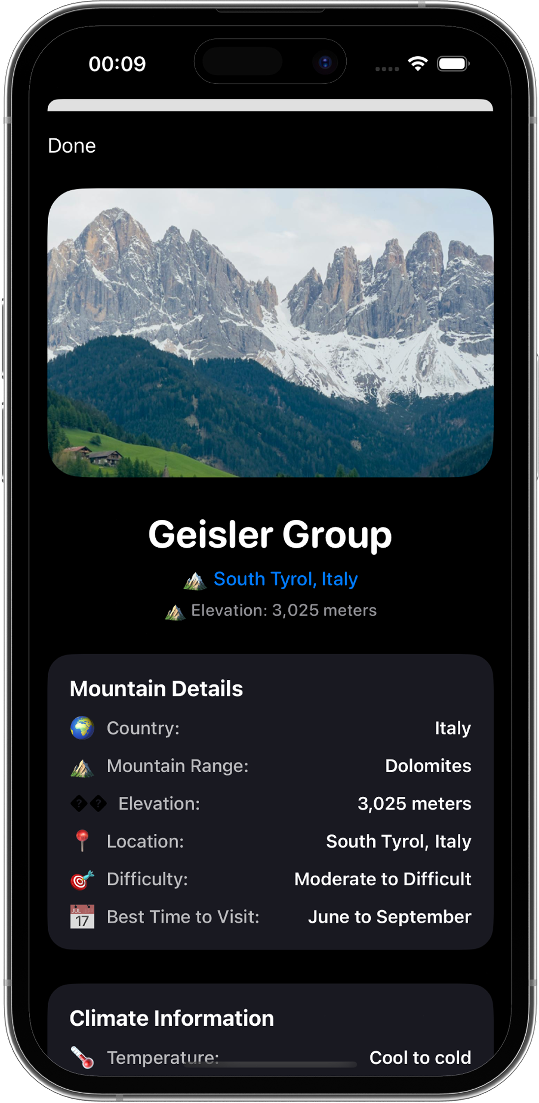 Mountain Recognition Feature